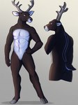 abs ambiguous_gender anthro antlers black_nose blue_eyes brown_body brown_fur brown_tail countershade_torso countershading featureless_chest featureless_crotch feet fur grey_background hand_on_hip horn navel nude shadow simple_background smile solo standing tail white_body white_fur white_tail thehades kyran_vauntir deer mammal digital_media_(artwork) hi_res