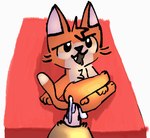 anthro balls bodily_fluids cum cum_inside cum_string duo fur genital_fluids genitals knot male male/male open_mouth orange_body orange_fur tail tinky eeve_(character) tinky_(character) domestic_cat felid feline felis mammal animated short_playtime