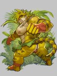 anthro backsack balls bulge butt clothing forest fur genitals green_eyes hair hair_over_eye jungle male muscular muscular_anthro muscular_male nipples one_eye_obstructed pecs plant solo striped_body striped_fur stripes thong tree turning_around underwear yellow_body yellow_fur gamma-g lifewonders tokyo_afterschool_summoners macan_(tas) felid mammal pantherine tiger hi_res