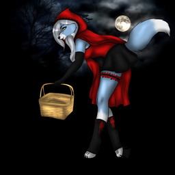 anthro basket black_nose blue_body blue_fur clothed clothing container dark female fur grey_hair hair moon piercing plant solo tree white_body white_fur yellow_eyes arcanafox 1:1