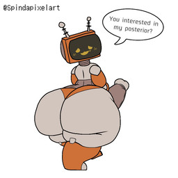 big_butt big_penis biped blush butt dialogue electronics erection for_a_head genitals glans grey_body huge_butt huge_penis humanoid_genitalia humanoid_penis looking_at_viewer looking_back looking_back_at_viewer machine male multicolored_body orange_body penis presenting presenting_hindquarters screen screen_face simple_background solo speech_bubble talking_to_viewer television text two_tone_body white_background axoarts object_head robot screen_head tv_head 1:1 2022 character_request english_text