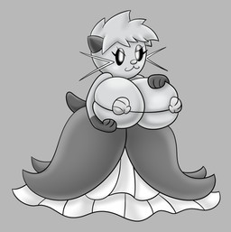 >:3 anthro big_breasts bra breasts clothed clothing dress female grey_background hair huge_breasts seashell_bra shell simple_background solo tail underwear whiskers rougethedaisy nintendo pokemon dewott generation_5_pokemon pokemon_(species) greyscale hi_res monochrome