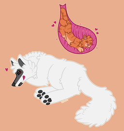 3_toes after_vore arm_tuft black_nose black_pawpads blush cheek_tuft duo ears_up elbow_tuft eyes_closed facial_markings facial_tuft feet feral feralized fluffy fluffy_tail fur fuzzy glistening half-closed_eyes head_markings head_on_arm head_tuft heart_symbol internal larger_pred leg_tuft licking licking_lips licking_own_lips lying male male/male markings mask_(marking) narrowed_eyes neck_tuft on_front on_ground orange_background orange_body orange_fur outline pawpads pink_nose pointy_ears prick_ears red_eyes resting safe_vore simple_background size_difference sleeping smile smirk soft_vore tail toes tongue tongue_out tuft vore white_body white_fur willing_pred alleycat8706 dreamworks puss_in_boots_(franchise) death_(puss_in_boots) puss_in_boots_(dreamworks) canid canine canis domestic_cat felid feline felis mammal tabby_cat wolf absurd_res digital_drawing_(artwork) digital_media_(artwork) flat_colors hi_res