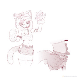 4_fingers 5_fingers accessory anthro arm_accessory armwear blush blush_lines bottomwear bow_ribbon clothed clothed_anthro clothed_male clothing crop_top cropped_hoodie disembodied_hand duo eyes_closed femboy fingers fist fluffy fluffy_tail fur genitals hair hair_accessory hairpin hand_in_pocket hand_in_shorts hand_on_belly hand_on_hip happy hoodie hotpants male male/male midriff navel open_mouth open_smile patreon_logo pawpads paws penis pockets raised_arm shirt short shorts simple_background smile standing tail text topwear white_background powfooo patreon domestic_cat felid feline felis mammal hi_res monochrome url