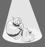 ambiguous_gender eyes_closed grey_background not_furry pillow simple_background sleeping solo spotlight oofrowdy nintendo pokemon gardy_(oofrowdy) gardevoir generation_3_pokemon pokemon_(species) hi_res monochrome