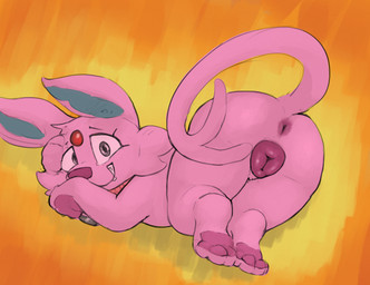 animal_genitalia animal_vulva anus ass_up canine_genitalia canine_vulva collar covering covering_face embarrassed feet female feral genitals looking_back pawpads paws presenting soles solo toes vulva glibnel nintendo pokemon eeveelution espeon generation_2_pokemon pokemon_(species) hi_res