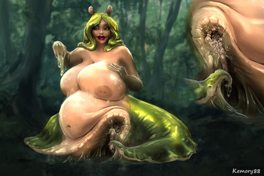 anthro curvy_figure duo fantasy female glue intersex macro male overweight pinned pinned_to_ground slime trapped vore kemory88 gastropod human humanoid mammal mollusk slug snail absurd_res hi_res