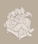 anthro bat_wings book bottomwear breasts clothing duo female footwear furniture membrane_(anatomy) membranous_wings pillow reading reading_book shorts socks sofa thick_thighs topwear wings goblinhordestudios archie_comics sega sonic_the_hedgehog_(archie) sonic_the_hedgehog_(comics) sonic_the_hedgehog_(series) rouge_the_bat sally_acorn bat chipmunk ground_squirrel mammal rodent sciurid absurd_res hi_res sketch