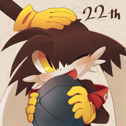 abstract_background anthro black_body black_fur blue_baseball_cap blush clothed clothing collar duo fangs fur gloves handwear headgear headpat headwear holding_clothing holding_headgear holding_headwear holding_object kemono male offscreen_character open_mouth red_collar solo_focus teeth topless topless_male yellow_clothing yellow_eyes yellow_gloves yellow_handwear young young_anthro young_male haippp bandai_namco klonoa_(series) klonoa 1:1 2020 hi_res japanese_description