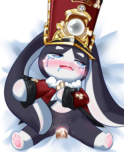 anthro anthro_penetrated bedding bedding_background big_ears black_body blue_eyes blush bodily_fluids clothing conductor crying cum cum_from_vagina cum_in_vagina cum_inside cute_fangs disembodied_penis duo eye_roll fangs female female_penetrated fucked_silly genital_fluids genitals hat headgear headwear heart_eyes heart_symbol leaking_cum loli looking_pleasured male male/female male_penetrating male_penetrating_anthro male_penetrating_female narrowed_eyes open_mouth pawpads penetration penis saliva sex simple_background tears teeth tongue vaginal vaginal_penetration vulva white_body young young_anthro young_female candy_dream honkai:_star_rail mihoyo pom-pom_(honkai:_star_rail) lagomorph leporid mammal rabbit 2023 shaded