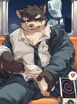 anthro balls belly bodily_fluids cellphone clothing electronics erection eyebrows foreskin fur genital_fluids genitals grey_body grey_fur hypnosis male masturbation mind_control necktie overweight penis phone precum school_uniform smartphone sweat thick_eyebrows uniform wet wet_clothing hechaxianzhi lifewonders tokyo_afterschool_summoners moritaka_(tas) canid canine canis domestic_dog mammal 3:4 absurd_res hi_res textless