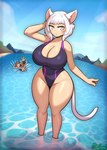 4_fingers ambiguous_gender anthro asphyxiation big_breasts breasts brown_hair clothing drowning duo female female_focus fingers fur hair hand_on_head huge_breasts huge_thighs humanoid_focus looking_at_viewer one-piece_swimsuit partially_submerged pink_inner_ear pupils purple_clothing purple_swimwear smile solo_focus splash standing swimwear tan_body tan_skin thick_thighs white_body white_eyes white_fur white_hair white_pupils wide_hips miso_souperstar final_fantasy final_fantasy_xiv final_fantasy_xiv_(legacy) square_enix y'shtola_rhul animal_humanoid cat_humanoid felid felid_humanoid feline feline_humanoid humanoid mammal mammal_humanoid miqo'te 2025 digital_media_(artwork) hi_res