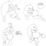 ambiguous_gender belly belly_inflation big_belly bodily_fluids breasts drinking duo esophageal_sphincter female feral fur inflation inside_stomach internal organs semi-anthro stomach stomach_acid vore longlevy nintendo pokemon canid canine generation_5_pokemon mammal pokemon_(species) reptile scalie snake snivy zoroark 1:1 monochrome