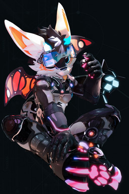 4_toes anthro black_background blue_eyes bottomwear clothing cybernetic_limb eyewear eyewear_on_head feet goggles goggles_on_head hand_on_foot kemono male one_eye_closed shorts simple_background sitting slim solo three-quarter_view toes tongue tongue_out white_body nekokaii mythology fructose_(fructose_c) dragon mythological_creature mythological_scalie scalie 3d_(artwork) digital_media_(artwork) hi_res signature