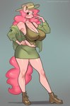 anthro big_breasts biped blush bottomwear breasts clothed clothing eyelashes female hair looking_at_viewer pink_body pupils skirt smile solo thick_thighs xjenn9 friendship_is_magic hasbro my_little_pony pinkie_pie_(mlp) equid equine horse mammal pony absurd_res hi_res