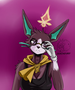 anthro clothing eyewear female glasses solo allartskye league_of_legends riot_games tencent yuumi_(lol) felid feline mammal hi_res