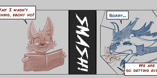 anthro book claws clenched_teeth dialogue duo feral fur hair holding_book holding_object male scales size_difference speech_bubble stuck teeth text transformation wide_eyed awoogasm mythology akira_(awoogasm) ebony_(awoogasm) vox_(awoogasm) anubian_jackal canid canine canis dragon eastern_dragon fox jackal mammal mythological_creature mythological_scalie scalie 2020 comic sketch
