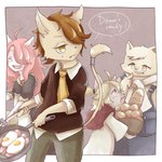 anthro bacon blonde_hair bread clothing cooking eating egg female food group hair hair_over_eye male meat one_eye_obstructed overalls piyo_(pixiv) cyberconnect2 fuga:_melodies_of_steel little_tail_bronx boron_brioche hanna_fondant kyle_bavarois mei_marzipan canid canine caninu canis domestic_cat domestic_dog felid feline felineko felis mammal 1:1 hi_res