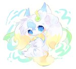 abstract_background ambiguous_gender chibi daww feral fur kemono simple_background solo white_body white_fur yukiyuqing unknown_species full-length_portrait hi_res portrait