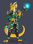 anthro armor male solo staff tail weapon artsyaxolotl blizzard_entertainment european_mythology mythology warcraft goldy_(golden.dragon) dragon mythological_creature mythological_scalie scalie western_dragon 3:4