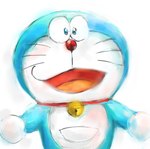 anthro bell blue_body blue_fur collar front_view fur looking_at_viewer machine male open_mouth pouch_(anatomy) red_collar red_nose simple_background solo standing tongue whiskers white_background white_body white_fur mt_tg doraemon doraemon_(character) domestic_cat felid feline felis mammal robot 2017 shaded