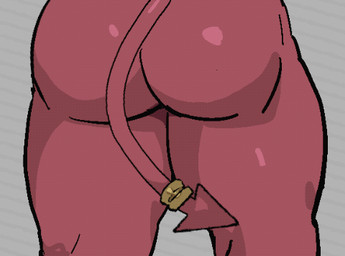 accessory anthro bubble_butt butt butt_focus furgonomics glistening glistening_body grey_background jewelry male muscular muscular_male pattern_background pointed_tail ring simple_background solo striped_background tail tail_accessory tail_jewelry tail_motion tail_ring tailwag thick_thighs lqqq demon animated low_res