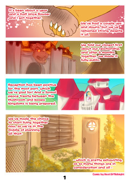 anthro castle dialogue duo hairy hairy_hands hand_focus hand_holding landscape_background male male/male narration dropsofmoonlight mario_bros nintendo bowser mario human humanoid koopa mammal scalie absurd_res comic hi_res