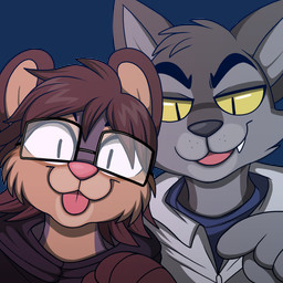 :3 anthro big_ears biped black_body black_clothing black_ears black_eyebrows black_fur black_hoodie black_nose black_topwear blep blue_clothing blue_shirt blue_topwear brown_ears brown_hair brown_inner_ear cheek_tuft close-up clothed clothing coat doctor duo ears_up eyebrows eyelashes eyewear facial_tuft fist front_view fur gesture glasses glistening glistening_eyes grey_body grey_fur grey_inner_ear hair hand_gesture happy head_tuft hoodie humanoid_hands lab_coat long_hair looking_at_viewer male male/male messy_hair multicolored_body multicolored_fur open_mouth outline pink_nose pink_tongue pointing pointing_at_viewer pointy_ears pupils romantic romantic_couple round_ears shirt silly simple_background slit_pupils small_ears smug snout standing thick_eyebrows tongue tongue_out topwear transparent_background tuft two_tone_body two_tone_fur uniform wearing_glasses whiskers white_eyes white_sclera yellow_eyes yellow_sclera zipper hachimakiyaki janusz pla_(alottaplaplapla) canid canine canis hybrid mammal northern_olingo olingo procyonid wolf wolfdog 1:1 2026 alpha_channel digital_drawing_(artwork) digital_media_(artwork) portrait shaded