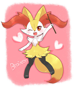 3_fingers 3_toes ambiguous_anthro ambiguous_gender anthro arm_tuft big_tail biped black_body black_fur blush border cheek_tuft chest_tuft digitigrade dipstick_tail eyelashes facial_tuft feet fingers flat_chested front_view fur heart_symbol hip_tuft holding_object holding_stick inner_ear_fluff knock-kneed looking_at_viewer markings nude_ambiguous nude_anthro on_one_leg one_eye_closed open_mouth orange_body orange_eyes orange_fur orange_inner_ear_fluff orange_nose orange_tail_tip pink_background pointy_ears prick_ears shoulder_tuft simple_background solo standing stick tail tail_markings text toes tuft white_body white_border white_fur yellow_body yellow_fur yellow_tail kingmelty nintendo pokemon braixen canid generation_6_pokemon mammal pokemon_(species) 2015 cel_shading character_name colored digital_drawing_(artwork) digital_media_(artwork) full-length_portrait japanese_description portrait shaded translated_description