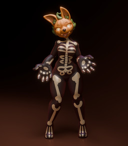 biped butt female food for_a_head fruit holidays plant pumpkin pumpkin_head solo zhenash halloween canid canine canis domestic_dog mammal object_head 3d_(artwork) absurd_res blender_(artwork) digital_media_(artwork) hi_res