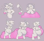 anthro bodily_fluids breast_expansion breasts clothing curled_hair expansion female hair hat headgear headwear inflation magic_inflation potion simple_background smoke solo sweat sweatdrop witch_hat banono banono_(character) bovid caprine mammal sheep absurd_res hi_res monochrome sequence