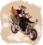 anthro duo fur male motorcycle sitting vehicle koma_(artist) disney zootopia flash_slothmore nick_wilde canid canine fox mammal pilosan red_fox sloth three-toed_sloth true_fox xenarthran 2016 digital_media_(artwork)