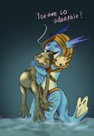 blue_body blue_skin duo male npc water yellow_eyes dota valve slark_the_nightcrawler animal_humanoid fish humanoid marine marine_humanoid hi_res