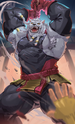 abs anthro armor armpit_hair barazoku biceps black_clothing black_shirt black_sleeves black_topwear blood bodily_fluids body_hair braided_hair clothing debris dust evening first_person_view fur gloves hair handwear holding_mace holding_object holding_weapon imminent_death inside leather leather_armor logo low-angle_view mace male melee_weapon motion_blur muscular muscular_male muscular_thighs office open_mouth pecs pteruges red_clothing red_gloves red_handwear saliva shirt sleeveless_shirt solo teeth topwear weapon white_body white_fur white_hair window yellow_clothing yellow_eyes yellow_gloves yellow_handwear physen image_comics invincible_(image_comics) mark_grayson thokk_(invincible) dornian felid human lion mammal pantherine viltrumite 2026 absurd_res artist_logo hi_res