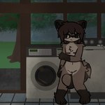anthro appliance brown_body brown_fur chest_scar dryer exhibitionism female floor fluffy fur genitals hand_on_shoulder laundromat laundry_machine leg_tuft nude paws plant pussy raccoon_tail scar solo thigh_tuft tile tile_floor tree tuft washing_machine worried fizzy_pop_ex diver_(fizzy_pop_ex) mammal procyonid raccoon 1:1 hi_res nonbinary_(lore) trans_(lore)