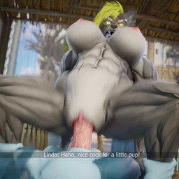 abdominal_bulge abs ankle_grab anthro anthro_on_anthro anthro_penetrated anthro_penetrating anthro_penetrating_anthro areola balls big_breasts big_penis black_nose blonde_hair breasts clitoris dialogue dominant dominant_female duo erection eyebrows eyelashes fangs female female_on_top female_penetrated fur genitals glowing glowing_eyes grey_body grey_fur hair huge_breasts huge_penis leg_grab male male/female male_on_bottom male_penetrating male_penetrating_female muscular muscular_anthro muscular_female navel nipples nude on_bottom on_top open_mouth penetration penis profanity sex sharp_teeth short_hair spread_legs spreading teeth text vaginal vaginal_penetration vein veiny_muscles veiny_penis vulva yellow_eyes houssem valorlynz_(modeler) zi0808_(modeler) linda_gronyvsky max_(houssem) canid canine canis mammal wolf 1:1 2026 3d_(artwork) 3d_animation animated digital_media_(artwork) english_text hi_res high_framerate short_playtime sound subtitled video
