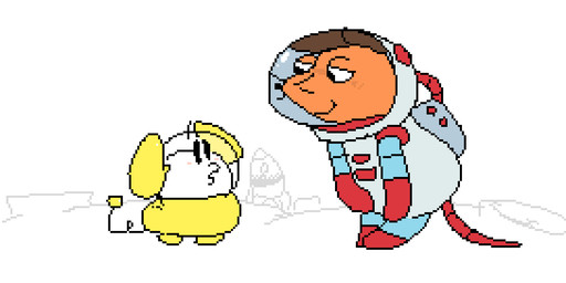 ambiguous_anthro ambiguous_gender anthro arched_back armless armor bedroom_eyes big_ears black_eyes black_nose black_whiskers blush bodysuit brown_body brown_ears brown_fur bubble_helmet cheek_blush closed_smile clothing cosmic_background duckface duo empty_eyes eye_contact fur furgonomics glistening glistening_armor glistening_headgear glistening_helmet half-closed_eyes headgear helmet leaning leaning_forward line_tail looking_at_another looking_down looking_down_at_another looking_up_at_another male monotone_bodysuit monotone_face monotone_skinsuit mouth_closed multicolored_body multicolored_clothing multicolored_fur narrowed_eyes noseless o3o open_mouth orange_body orange_face orange_fur outside overweight overweight_male oxygen_tank rocket seductive short simple_background skinsuit smile smiling_at_another space space_background space_helmet spacesuit standing tail tail_orb thin_tail tight_clothing two_tone_body two_tone_fur unusual_ears whiskers white_background white_face yellow_bodysuit yellow_clothing yellow_skinsuit yellow_spacesuit meatcanister chuchu_rocket die_sendung_mit_der_maus sega chubei mouse_(dsmdm) chuchu_(chuchu_rocket) mammal mouse murid murine rodent 2026 digital_media_(artwork) english_description full-length_portrait pixel_(artwork) portrait