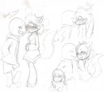 blush bone eyewear glasses kissing simple_background skeleton white_background wide_eyed hallowedkitty undertale undertale_(series) sans_(undertale) animated_skeleton canid canine fox human mammal undead aria_(disambiguation) monochrome sketch