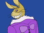 anthro blue_background buckteeth clothed clothing coat empty_eyes fur grin looking_at_viewer looking_back looking_back_at_viewer male purple_clothing purple_coat purple_eyes purple_topwear rear_view simple_background smile solo tan_body tan_fur tan_inner_ear teeth topwear whiskers wide_smile savy_(artist) five_nights_at_freddy's five_nights_at_freddy's:_help_wanted scottgames glitchtrap lagomorph leporid mammal rabbit 2022 4:3 bust_portrait digital_drawing_(artwork) digital_media_(artwork) firealpaca_(artwork) flat_colors hi_res portrait