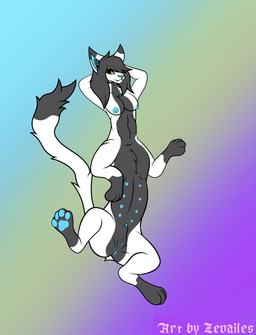 anatomy anus areola black_body black_ear_tips black_fur black_hair blue_inner_ear blue_nose blue_pawpads blue_penis breasts dipstick_ears ear_markings electronics feet flesh fur genitals hair herm hindpaw insides intersex machine markings multicolored_ears nipples nude pawpads paws penis robotic sackless solo unusual usb usb_compatible usb_port vulva white_body white_fur yellow_eyes zevailes ava-01_(zevailes) android chakat cougar felid felid_taur feline lion mammal mammal_taur pantherine robot robot_taur taur absurd_res hi_res