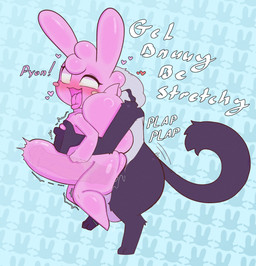 abdominal_bulge anthro anthro_on_anthro anthro_penetrated anthro_penetrating anthro_penetrating_anthro arm_tuft big_penis black_body blue_background bodily_fluids breast_grab breast_squish breasts cervical_contact digitigrade duo extreme_penetration female female_anthro female_penetrated genitals glistening glistening_body grey_body hair hand_on_breast huge_penis internal internal_vaginal knee_tuft leg_tuft looking_pleasured male male/female male_anthro male_penetrating male_penetrating_female motion_lines narrowed_eyes no_pupils nude nude_anthro nude_female nude_male onomatopoeia penetration penile penile_penetration penis penis_in_vagina pink_body pink_tail pink_tongue plap reverse_stand_and_carry_position saliva sex shoulder_tuft simple_background size_difference sound_effects squish standing standing_sex tail tail_tuft text thrust_lines thrusting tongue tongue_out translucent translucent_body tuft uterus vaginal vaginal_penetration white_hair defunctumbra gelbun umbra_(defunctumbra) felid feline goo_creature lagomorph mammal 2025 absurd_res english_text hi_res