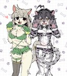 abstract_background ahoge alternate_species amber_eyes anthro big_breasts black_eyes black_hair bodily_fluids bottomwear bow_tie bra breast_size_difference breasts cleavage clothed clothing collar embarrassed female fluffy fur furrification gloves graph_paper grey_body grey_fur grey_hair hair handwear kemono legwear open_mouth paw_pose pose shorts skirt solo stockings stripes tail_poke tears underwear 000_0200 gushing_over_magical_girls araga_kiwi utena_hiiragi domestic_cat felid feline felis mammal hi_res