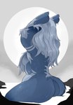 anthro arm_tuft blue_body blue_fur breasts butt butt_pose female fur glistening glistening_hair hair horn markings nude pose shoulder_tuft side_boob simple_background sitting solo tail thick_thighs tuft wet wet_body wet_hair white_hair nannynonads morie_(nannynonads) furred_kobold furred_scalie kobold scalie 2024 absurd_res colored digital_media_(artwork) hi_res shaded