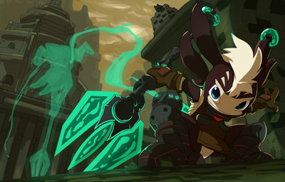 anthro crouching looking_at_viewer male melee_weapon outside polearm solo trident weapon manmosu_marimo league_of_legends riot_games tencent fizz_(lol) aquatic fish yordle 2015 digital_media_(artwork)