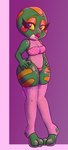 2_toes anthro bald breasts clothed clothing feet female legwear short_stack solo thick_thighs thigh_highs toes kinuckly sega sonic_the_hedgehog_(series) fan_character froggy_(sonic) polly_wog amphibian frog absurd_res hi_res