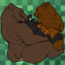 abdominal_bulge animal_genitalia animal_penis aroused balls big_balls big_butt bodily_fluids breath butt canine_genitalia canine_penis feral feral_on_feral feral_penetrated feral_penetrating genital_fluids genitals group group_sex huge_balls larger_penetrated logo male male/male overstimulation panting pawpads paws penetration penis sandwich_position sex size_difference ursine_genitalia ursine_penis yonnixart bear brown_bear canid canine grizzly_bear mammal ursine 1:1 absurd_res artist_logo hi_res