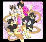 anthro balls black_hair bodily_fluids clothed clothing crossed_arms dipstick_tail erection fingers genital_fluids genitals glans hair humanoid_genitalia humanoid_penis male markings nurse_clothing penis precum pubes solo tail tail_markings munkeesgomu munks_(munkeesgomu) domestic_cat felid feline felis mammal hi_res
