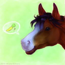 ? 1:1 2019 ambiguous_gender black_mane brown_body brown_fur carrot digital_media_(artwork) digital_painting_(artwork) equid equine feral food fur green_background headshot_portrait horse hozzie_hozzbourne mammal mane misterkittens plant portrait signature simple_background smile solo speech_bubble text vegetable watermark white_body white_furRating: SafeScore: 7User: ajkDate: October 17, 2019