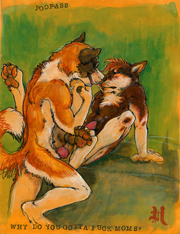 anal anal_penetration anatomically_correct anatomically_correct_genitalia animal_genitalia animal_penis anthro anthro_on_anthro balls bed bodily_fluids canine_genitalia canine_penis caption cum cum_on_belly cum_on_body duo erection furniture genital_fluids genitals intraspecies knot male male/male male_penetrated male_penetrating male_penetrating_male nude penetration penis sex tail humboldt java ssirrus canid canine canis domestic_dog mammal 2007