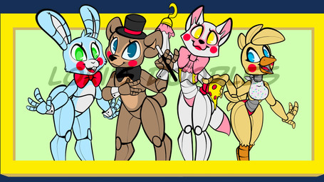 anthro beak blue_body blue_eyes brown_body buckteeth clothing eyelashes feathers female fingers food green_eyes group inner_ear_fluff looking_at_viewer machine male open_mouth orange_body pink_body pink_cheeks pink_inner_ear pizza red_cheeks ribbons semi-anthro tail tail_feathers tan_inner_ear teeth tuft underwear white_inner_ear yellow_eyes barnowlking five_nights_at_freddy's five_nights_at_freddy's_2 scottgames mangle_(fnaf) toy_bonnie_(fnaf) toy_chica_(fnaf) toy_freddy_(fnaf) animatronic avian bear bird canid canine chicken fox galliform lagomorph leporid mammal phasianid rabbit robot 16:9 2015 absurd_res hi_res widescreen